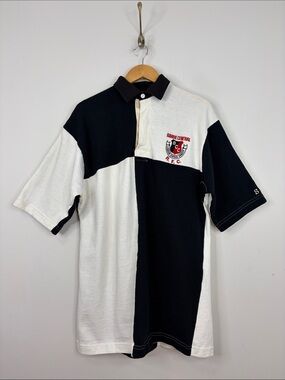 Barbarian Rugby Shirt Mens XXL Short Sleeve Black White Polo Colorblock Preppy